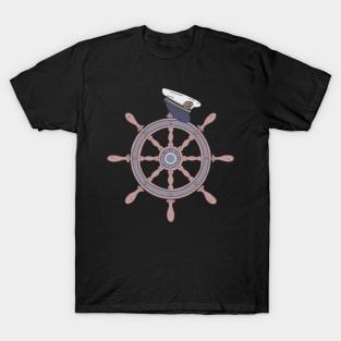 Steering Captain - Wooden Wheel Graphic - Shipmaster T-Shirt